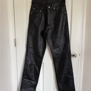 Mens Rubio Leather Button Fly Black Pants Size 31